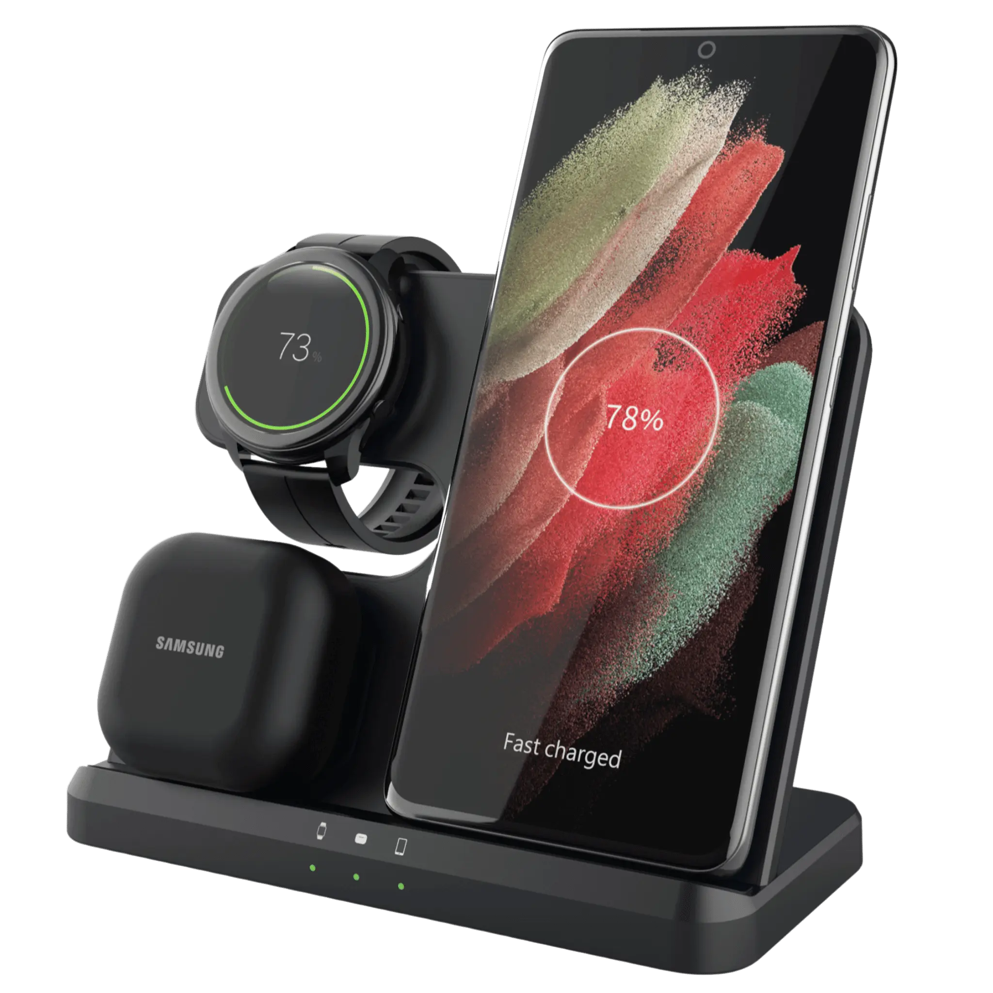 3 in 1 Samsung Wireless Charging Station for Samsung Galaxy S23 Ultra, Samsung Watch 5 Pro, Samsung Buds from Evolved Chargers