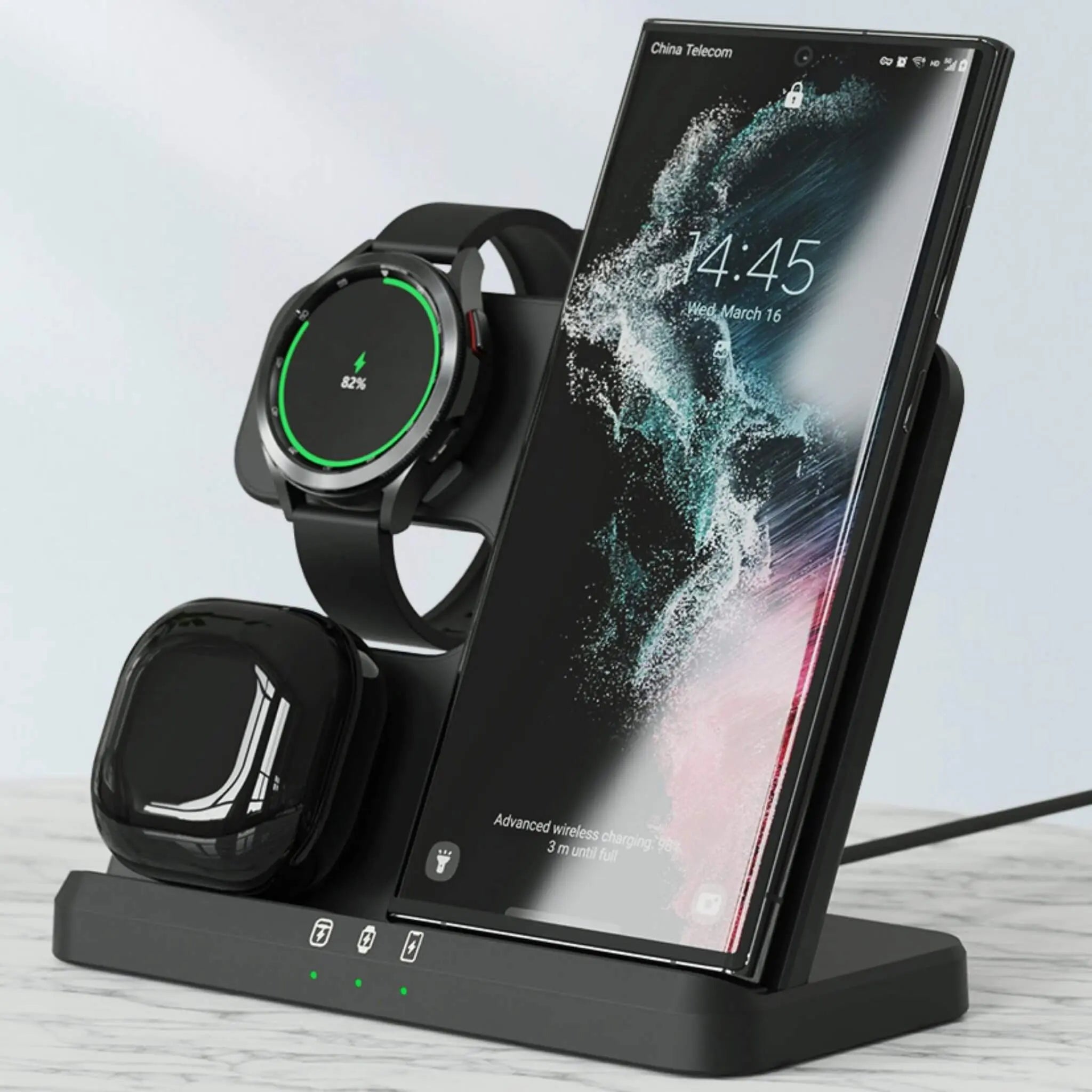 3 in 1 Samsung Wireless Charging Station for Samsung Galaxy S23 Ultra, Samsung Watch 5 Pro, Samsung Buds from Evolved Chargers