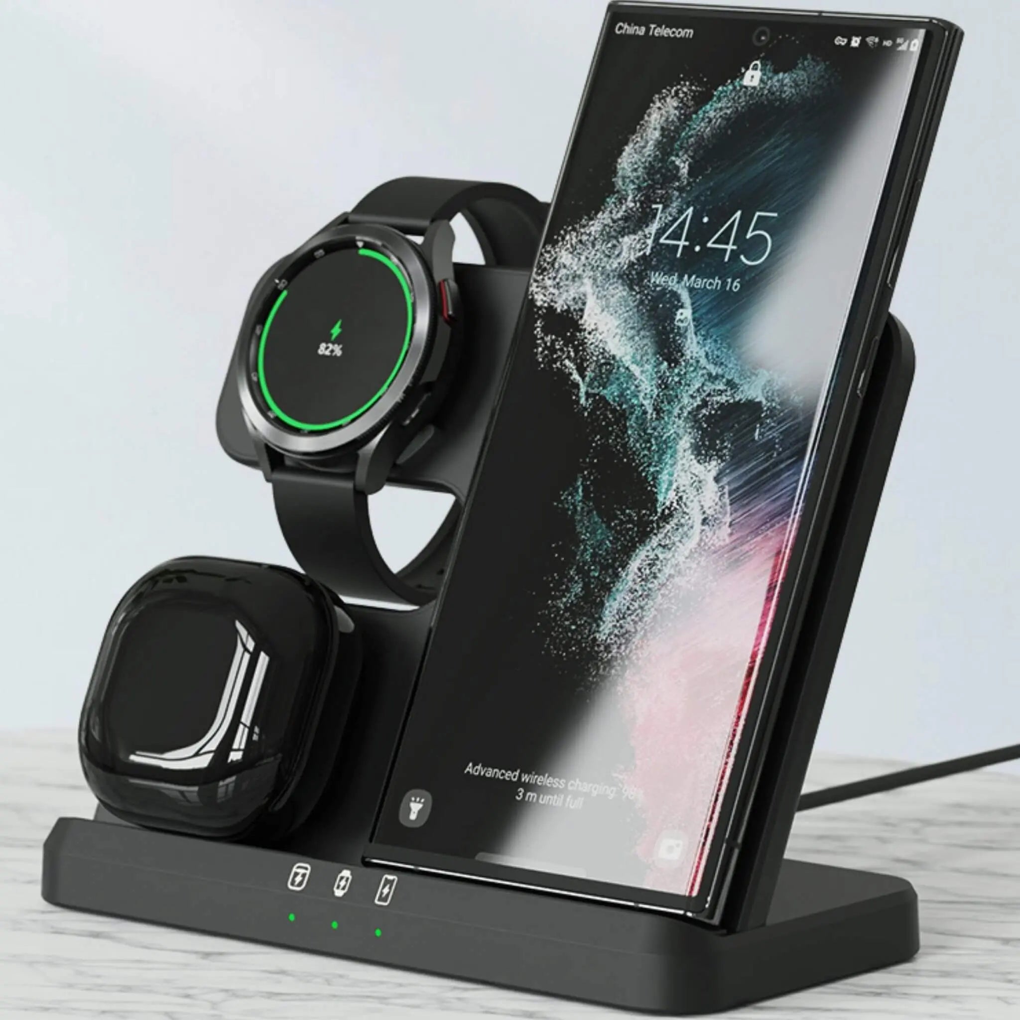 3 in 1 Samsung Wireless Charging Station for Samsung Galaxy S23 Ultra, Samsung Watch 5 Pro, Samsung Buds from Evolved Chargers