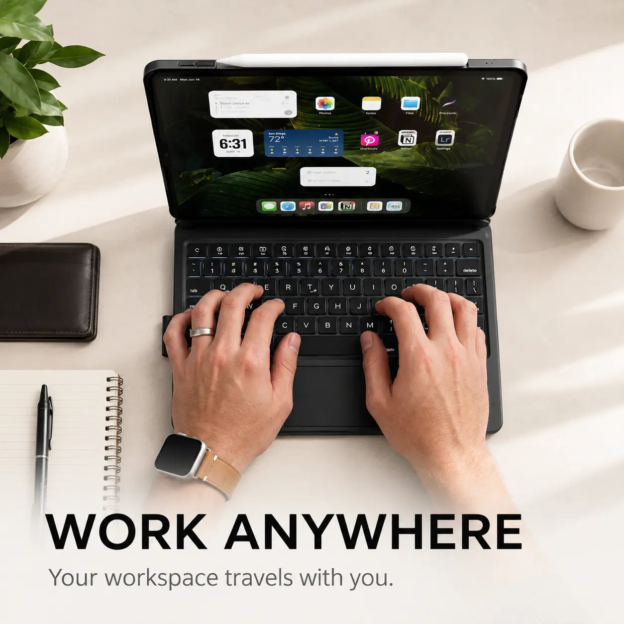 iPad case with keyboard and precision trackpad for work and productivity